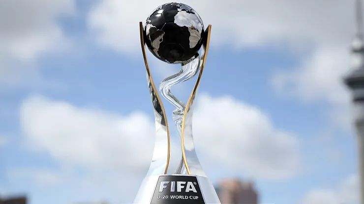 A view of the FIFA U20 World Cup trophy.