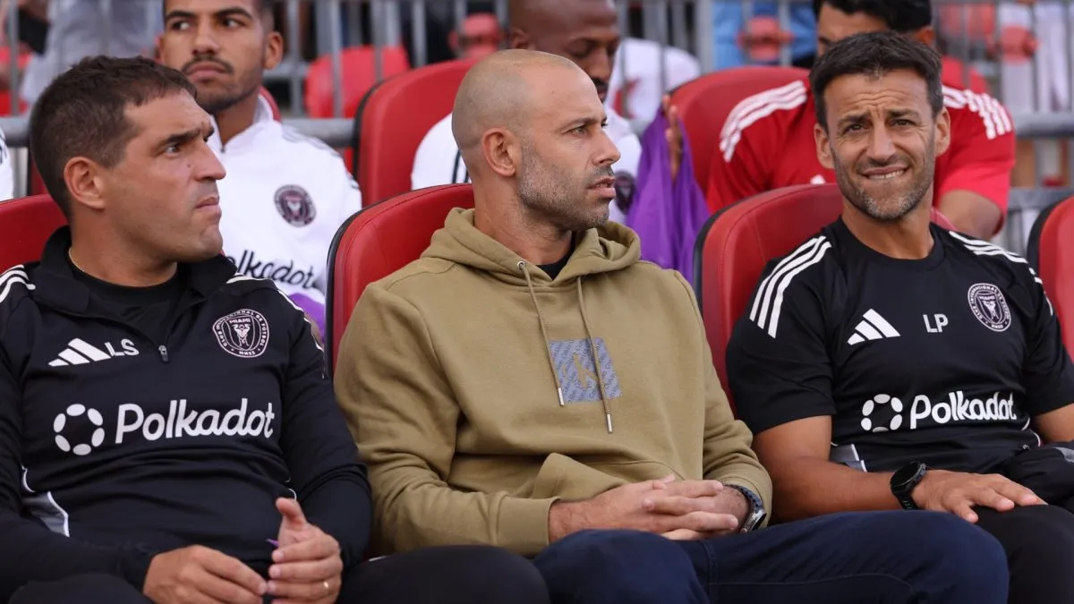 Javier Mascherano, Head Coach of Inter Miami CF, looks on during the MLS match between Toronto FC and Inter Miami CF at BMO Field.
