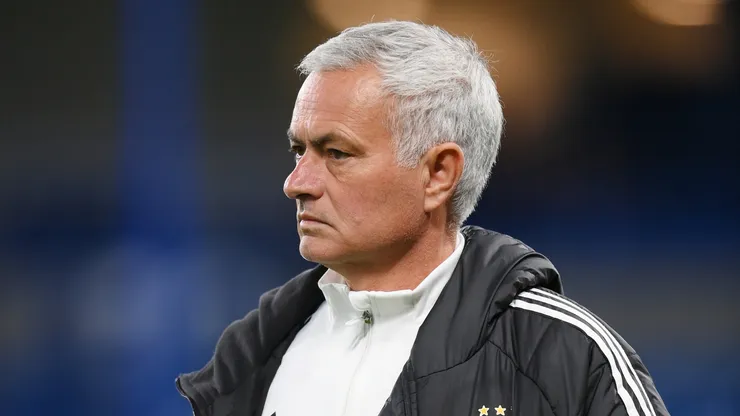 Jose Mourinho, Head Coach of SL Benfica, looks on during a SL Benfica Training Session at Stamford Bridge on September 29, 2025 in London, England.