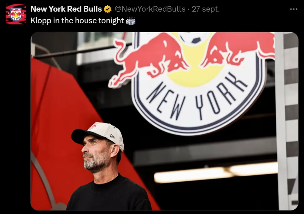 jurgen Klopp, present in NYRB MLS game against New York City FC.