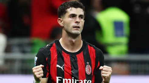 Christian Pulisic of AC Milan celebrates after scoring.