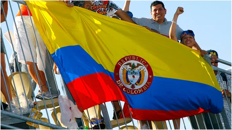 Fans wave a Colombian flag