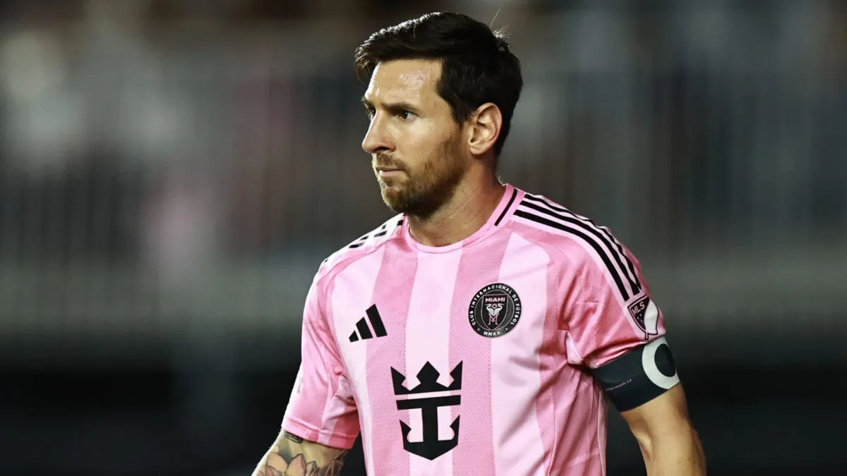 Lionel Messi #10 of Inter Miami CF looks on during the MLS match between Inter Miami CF and Chicago Fire FC at Chase Stadium on September 30, 2025 in Fort Lauderdale, Florida.