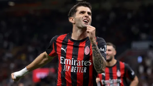 Christian Pulisic of AC Milan celebrates after scoring.
