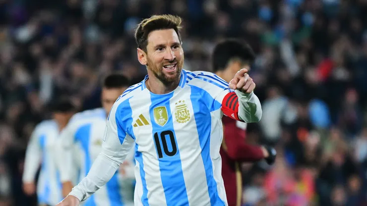 Lionel Messi of Argentina celebrating.
