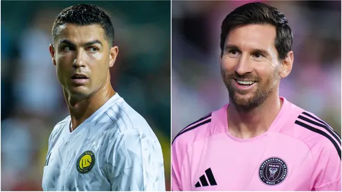 Cristiano Ronaldo of Al-Nassr (L) and Lionel Messi (R) #10 of Inter Miami CF.