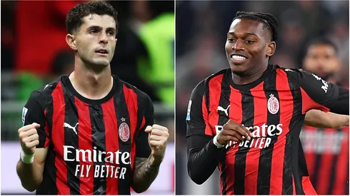 Christian Pulisic and Rafael Leao of AC Milan.