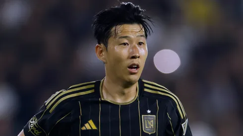 Son Heung-min #7 of the Los Angeles FC in action during a 2-1 loss to San Diego at BMO Stadium on August 31, 2025 in Los Angeles, California.