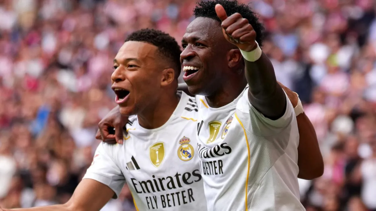 Real Madrid's Kylian Mbappe and Vinicius Jr