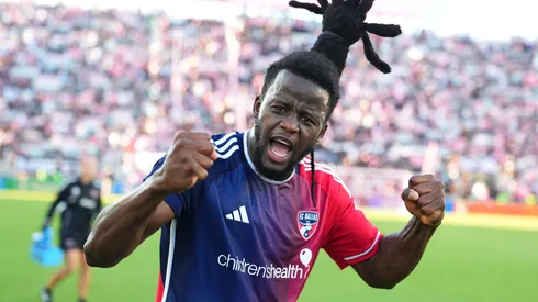 Lalas Abubakar of FC Dallas celebrates following the team's victory over Inter Miami.