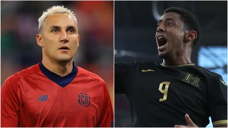Keylor Navas (L) of Costa Rica and Anthony Lozano (R) #9 of Honduras.