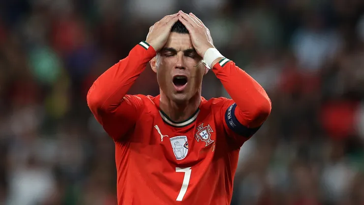 Cristiano Ronaldo reacts during the World Cup qualifier match vs Ireland.