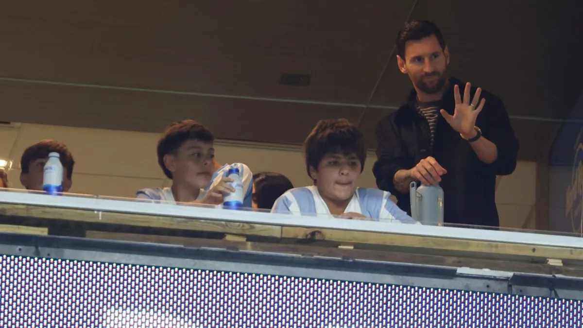 Lionel Messi watched Argentina vs. Venezuela on the stands with his family.