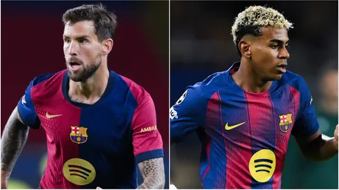 Iñigo Martinez and Lamine Yamal of Barcelona.
