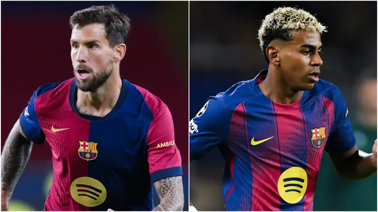 Iñigo Martinez and Lamine Yamal of Barcelona.