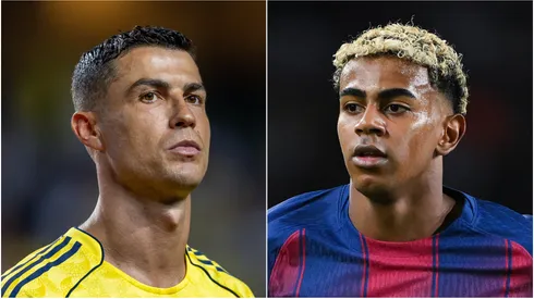 Cristiano Ronaldo (L) of Al-Nassr and Lamine Yamal (R) of FC Barcelona.