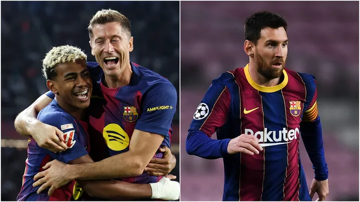 Robert Lewandowski, Lamine Yamal and Lionel Messi.