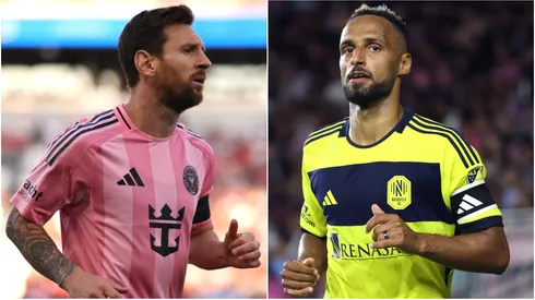 Lionel Messi of Inter Miami and Hany Mukhtar of Nashville SC.