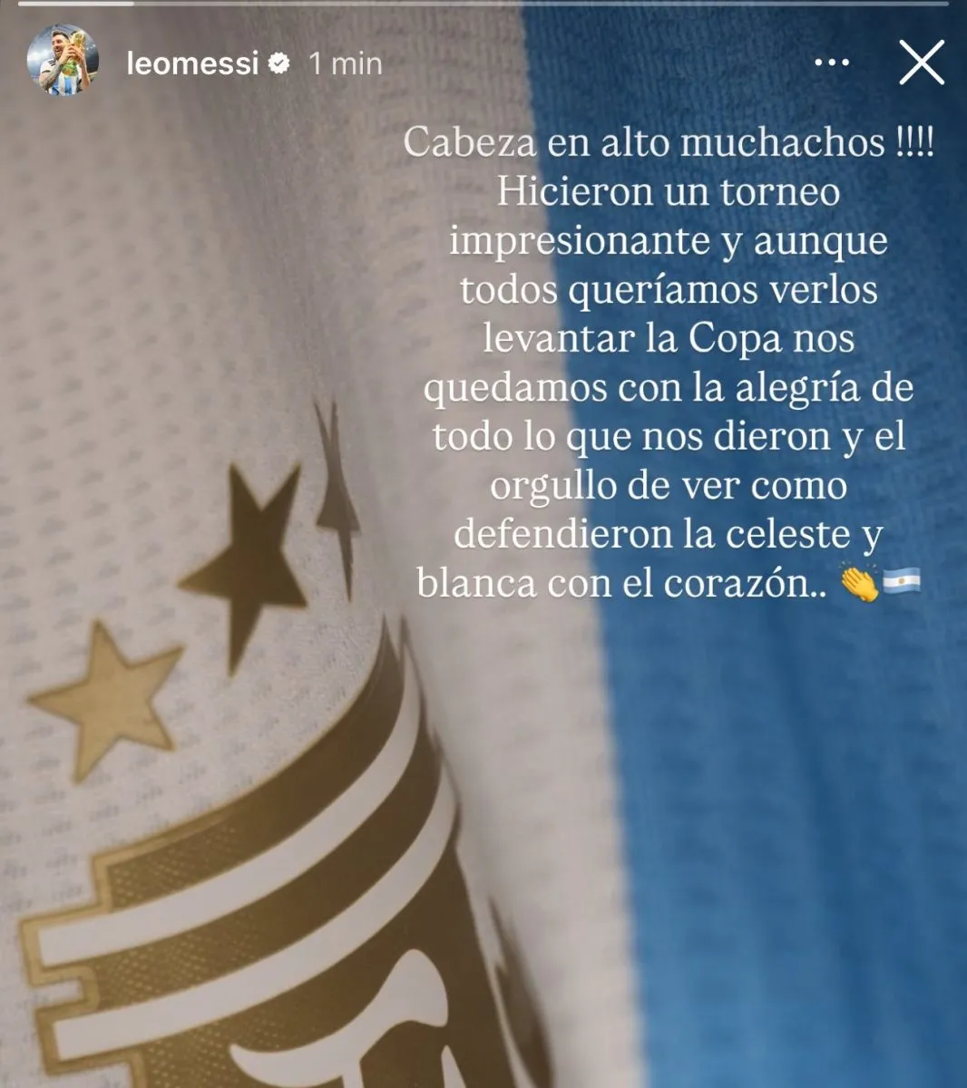 Lionel Messi's message to Argentina U-20 national team.