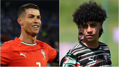 Cristiano Ronaldo (L) and Cristiano Jr. (R) Portugal.