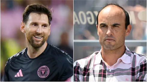 Lionel Messi (L) #10 of Inter Miami and Landon Donovan (R).