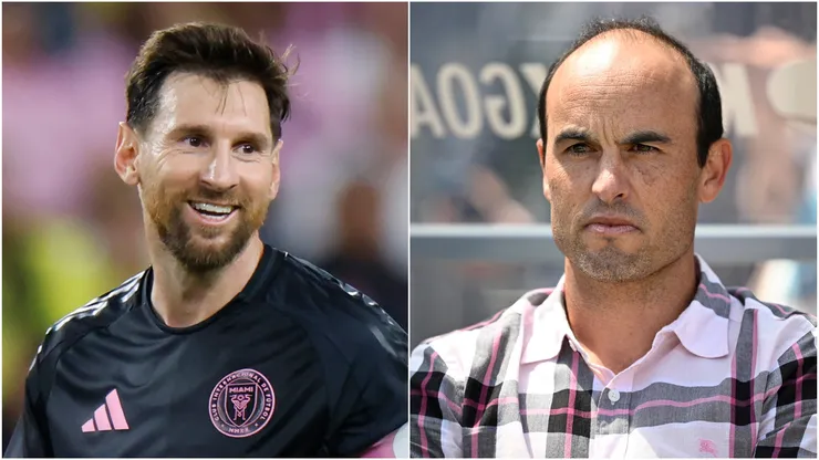 Lionel Messi (L) #10 of Inter Miami and Landon Donovan (R).