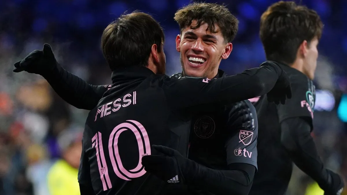 Inter Miami's Lionel Messi and Noah Allen