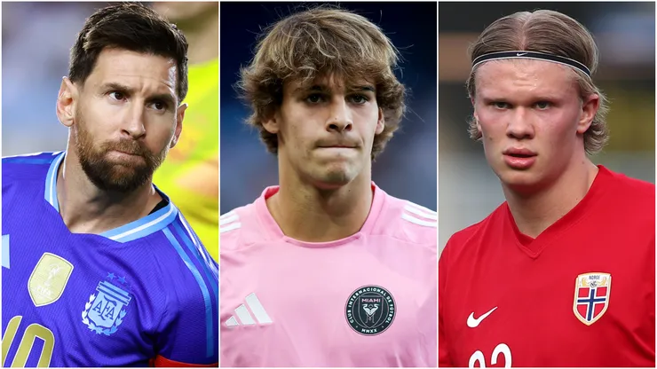 Lionel Messi (left), Benjamin Cremaschi (center), and Erling Haaland (right)