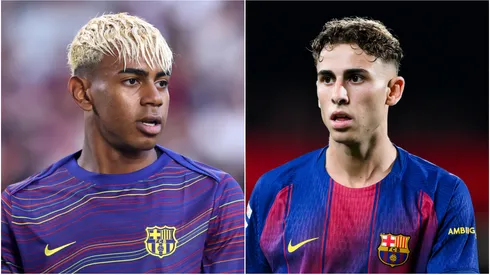 Lamine Yamal (L) and Fermin Lopez (R) of FC Barcelona.