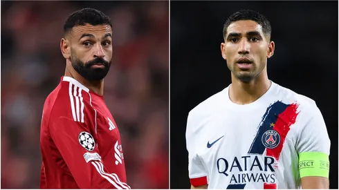 Liverpool's Mohamed Salah and PSG's Achraf Hakimi.