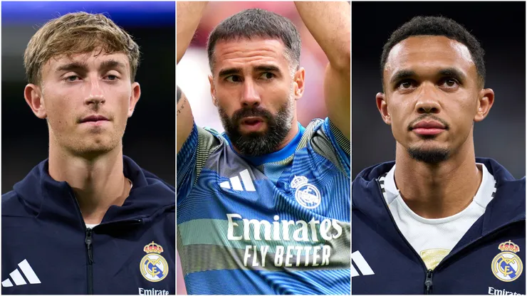 Dean Huijsen (left), Dani Carvajal (center), and Trent Alexander-Arnold (right)