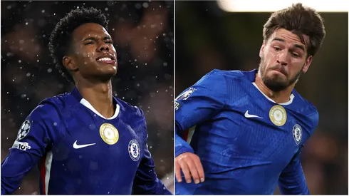 Estevao and Marc Guiu of Chelsea scoring a goal.