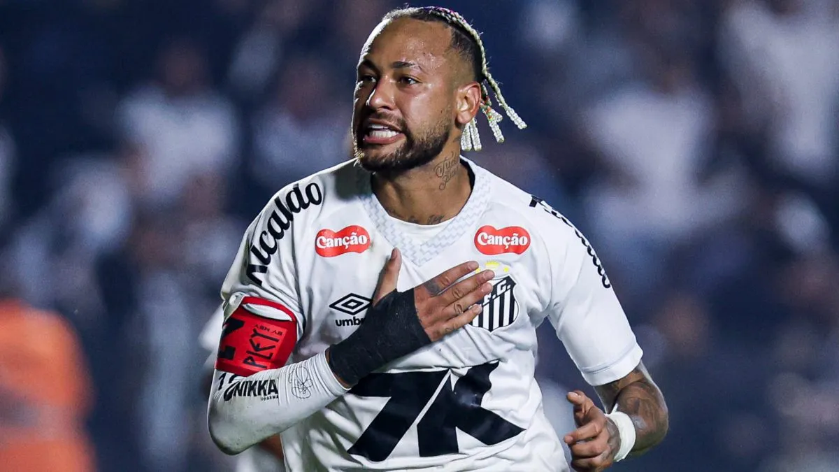 Neymar Jr celebrating a goal with Santos FC