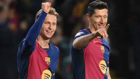 Barcelona stars Frenkie De Jong and Robert Lewandowski.