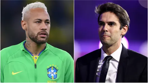 Neymar (L) of Brazil and Kaka (R).