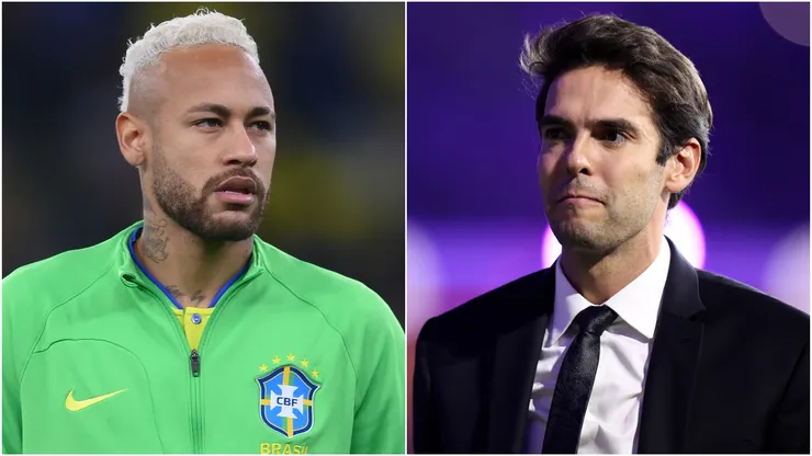 Neymar (L) of Brazil and Kaka (R).