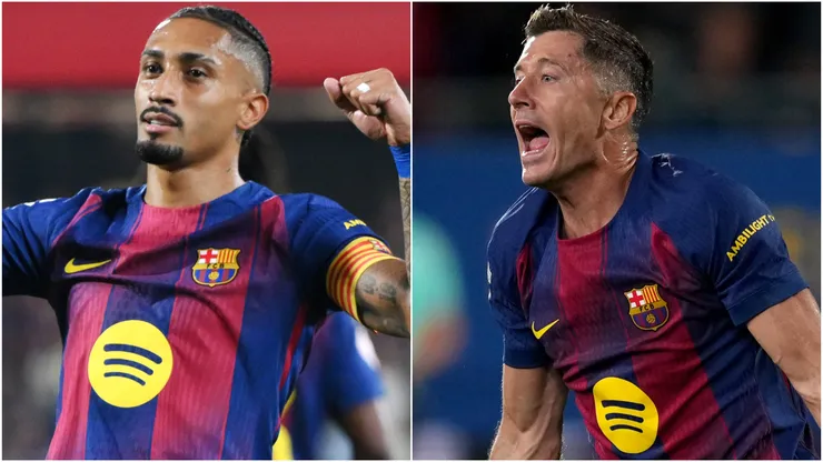 Raphinha and Lewandowski of FC Barcelona.