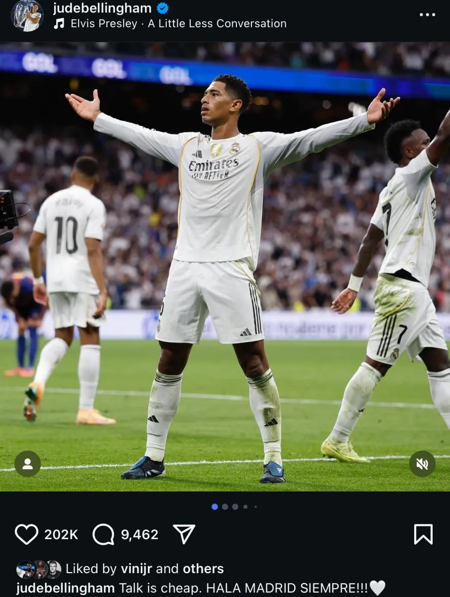 Jude Bellingham's Instagram post directed to Lamine Yamal.