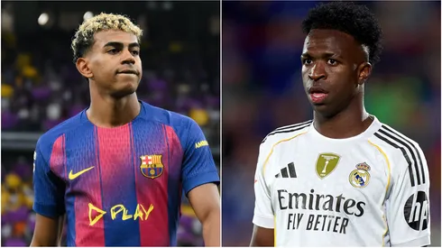 Lamine Yamal (L) of FC Barcelona and Vinicius Junior (R) of Real Madrid.