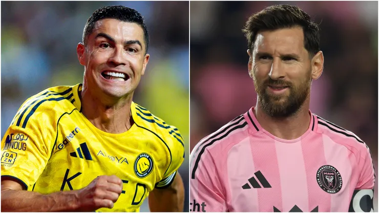 Cristiano Ronaldo (L) of Al-Nassr and Lionel Messi (R) #10 of Inter Miami CF.

