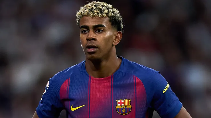 Lamine Yamal of FC Barcelona looks on during the LaLiga EA Sports match.