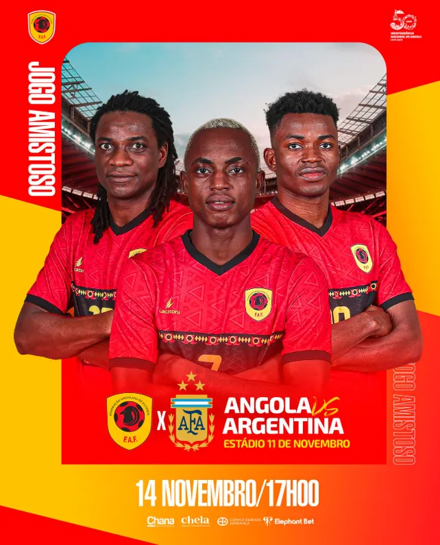 Angola's FA announcing the game against Argentina.