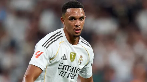 Trent Alexander-Arnold of Real Madrid in action during the LaLiga EA Sports match.