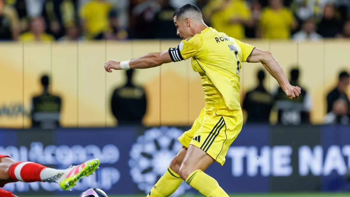 Cristiano Ronaldo of team Al-Nassr FC scores their first goal.