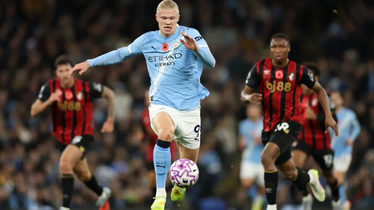 Erling Haaland against AFC Bournemouth.