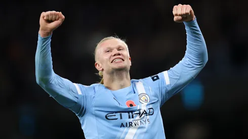Erling Haaland of Manchester City celebrating.