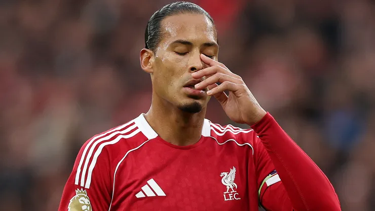 Virgil van Dijk of Liverpool reacts during the Premier League match.