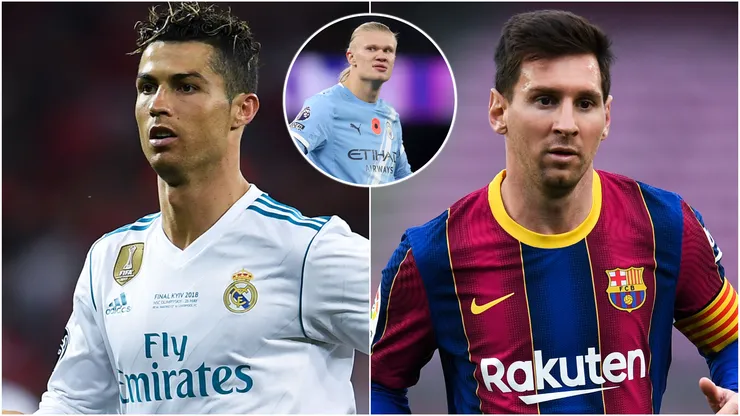 Cristiano Ronaldo in Real Madrid, Erling Haaland of Manchester City and Lionel Messi in FC Barcelona.