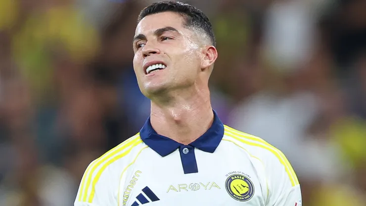 Cristiano Ronaldo of Al Nassr reacts during the Saudi Pro League match.
