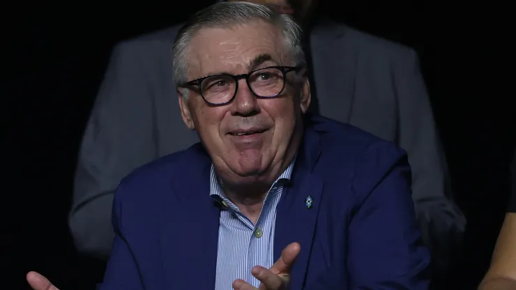 Head Coach Carlo Ancelotti of the Brazilian National team reacting in a game.